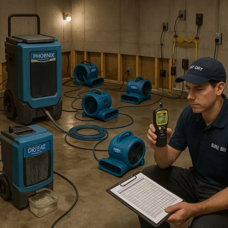 Structural Drying and Dehumidification process in Burbank, WA